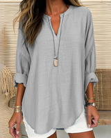 Eliza - Komfortable V-Ausschnitt-Bluse in Grau