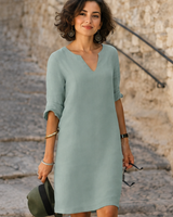 Guilaine - Elegantes und modernes Kleid mit V-Ausschnitt in Hellgrün