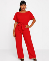 Nora - Stilvoller Jumpsuit mit Gürtel in Rot