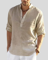 John - Gemütliches V-Ausschnitt-Shirt in Beige