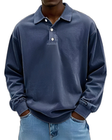 Clayton - Langarm-Poloshirt im zeitgemäßen Design in Marineblau