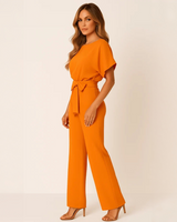 Nora - Stilvoller Jumpsuit mit Gürtel in Orange