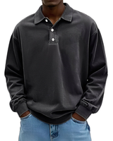 Clayton - Langarm-Poloshirt im zeitgemäßen Design in Schwarz