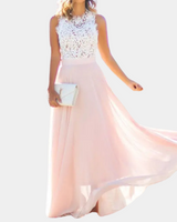 Damen Rosa Ärmellos Maxi Hochzeitsgast Kleid in Rosa