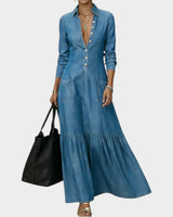 Mavira - Soft-Touch-Maxikleid in Blau