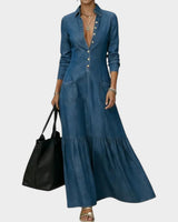 Mavira - Soft-Touch-Maxikleid in Marineblau