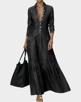 Mavira - Soft-Touch-Maxikleid in Schwarz