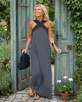 Delphine | Sommerkleid mit Kreuz-Detail in Grau