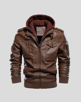 Edem – Lederjacke Mit Reißverschlusstaschen in Braun