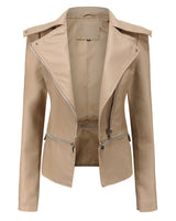 Cloy Stylische Lederjacke in Aprikose