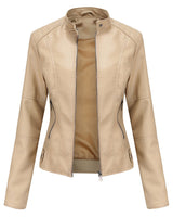 Kirsten | Damen Kunstleder-Bikerjacke mit Reißverschluss in Aprikose