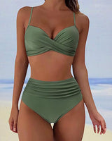 Erica - Stilvoll hohe taille bikini in Armeegrün