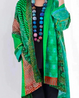 Hanna | Damen Locker geschnittene Boho-Strickjacke in Duster-Länge in Grün