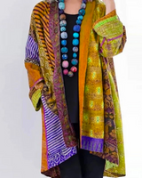 Hanna | Damen Locker geschnittene Boho-Strickjacke in Duster-Länge in Gelb