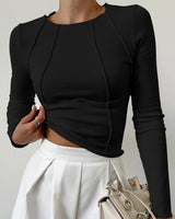 Tawia – Langarm-Hemd MIT Geripptem Saum in Slim-Fit-Passform in Schwarz