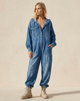 Estielle - Jeans Overall Mit Kapuze in Blau