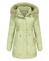 BELLE - Wattierte Winterjacke mit flauschigem Kragen in Grün