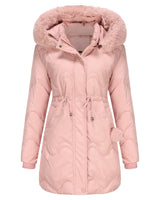 BELLE - Wattierte Winterjacke mit flauschigem Kragen in Rosa