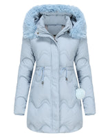 BELLE - Wattierte Winterjacke mit flauschigem Kragen in Blau