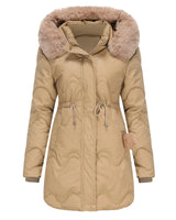 BELLE - Wattierte Winterjacke mit flauschigem Kragen in Khaki