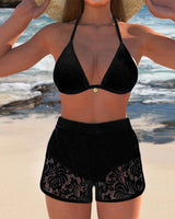 Eva | Elegantes Unifarbenes Bikini-Set in Schwarz