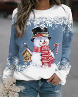 Elfriede | Damen-Weihnachtspullover mit Schneemann-Motiv in Blau