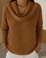 Danela – Eleganter Pullover Mit Wasserfallausschnitt in Braun