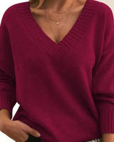 Mordane – Eleganter Langarm Pullover Mit V-Ausschnitt in Burgund