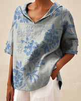 Andrea | Elegantes Top mit V-Ausschnitt in Blau