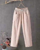 MARIKA - Leinenhose mit elastischer Taille in Rosa