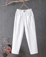 MARIKA - Leinenhose mit elastischer Taille in Weiß