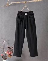 MARIKA - Leinenhose mit elastischer Taille in Schwarz