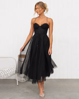 Franca - Zeitgemäßes, elegantes Midikleid in Schwarz