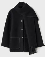 Brynora | Stilvolle Winterjacke mit integriertem Schal in Schwarz