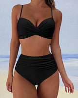 Erica - Stilvoll hohe taille bikini in Schwarz