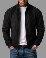 Brayden - Bomber Jacke Aus Wildleder in Schwarz