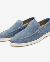 Lynor - Samtige Slipper in Blau-Grau