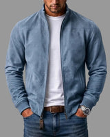 Brayden - Bomber Jacke Aus Wildleder in Blau