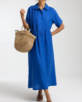 Jorisa - kurzärmeliges Midikleid in Blau