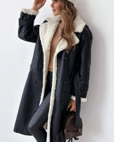 Damen langer Wintermantel in Schwarz