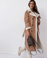 Damen langer Wintermantel in Khaki