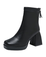 Grazia - Stiefelette Glamour Plateau Elegant Elastisch Stoff in Schwarz