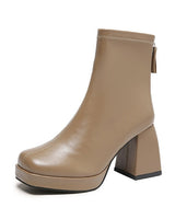 Grazia - Stiefelette Glamour Plateau Elegant Elastisch Stoff in Aprikose