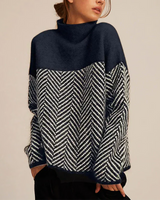 LINE – Warmer pullover mit Stehkragen in Navy