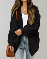 Elsa | Damen Freizeit-Strickjacke mit offener Vorderseite in Schwarz
