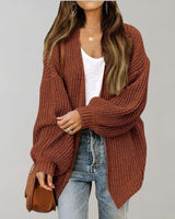 Elsa | Damen Freizeit-Strickjacke mit offener Vorderseite in Kaffee