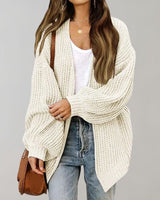 Elsa | Damen Freizeit-Strickjacke mit offener Vorderseite in Weiß