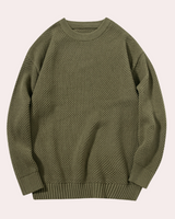 Trond - Lässiger Herren-Pullover mit Rundhalsausschnitt in Armee grün
