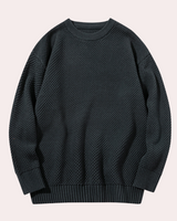Trond - Lässiger Herren-Pullover mit Rundhalsausschnitt in Schwarz