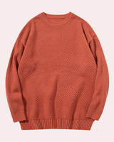 Trond - Lässiger Herren-Pullover mit Rundhalsausschnitt in Orange